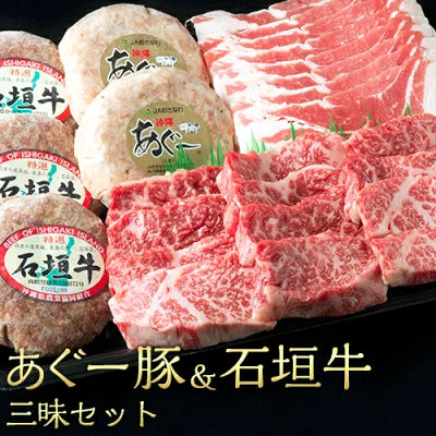 石垣牛＆あぐー豚 《贈答用化粧箱入り》 沖縄 ギフト お歳暮 お中元 贈り物 取り寄せ ブランド牛 ハンバーグ ロース